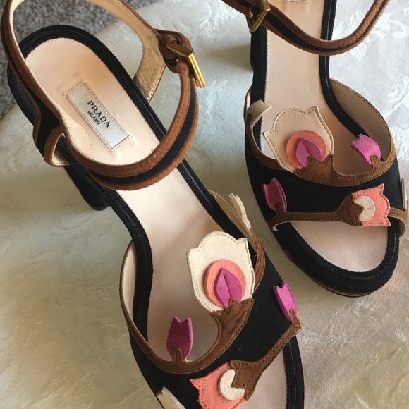 Prada Suede Platform Sandals - Picture 1 of 9